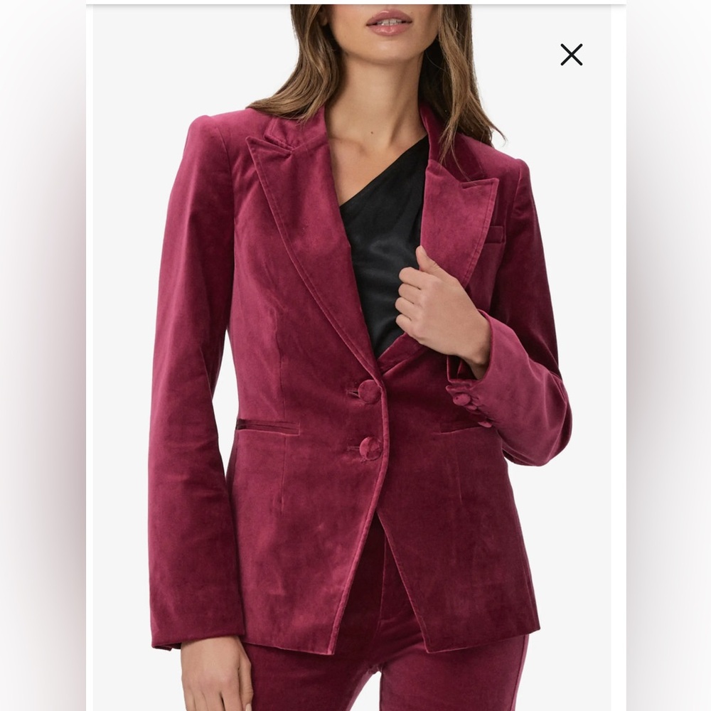PAIGE Chelsee Stretch Velvet Blazer in Berry Jam